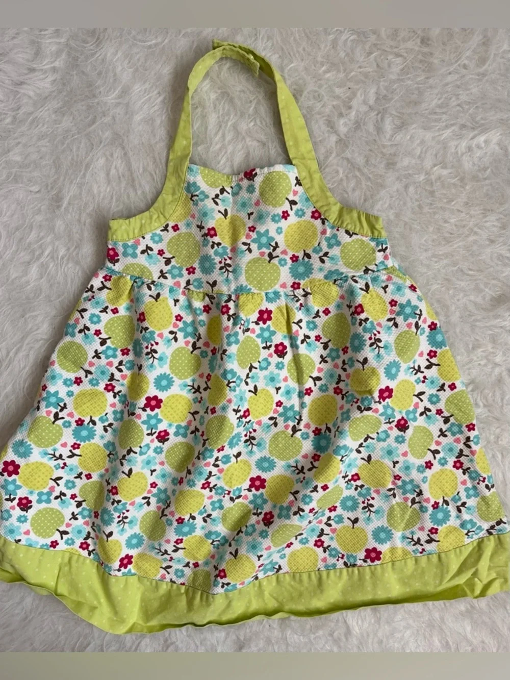 Gymboree Girl’s Bright Multi-Color Apple & Floral Print Halter Dress